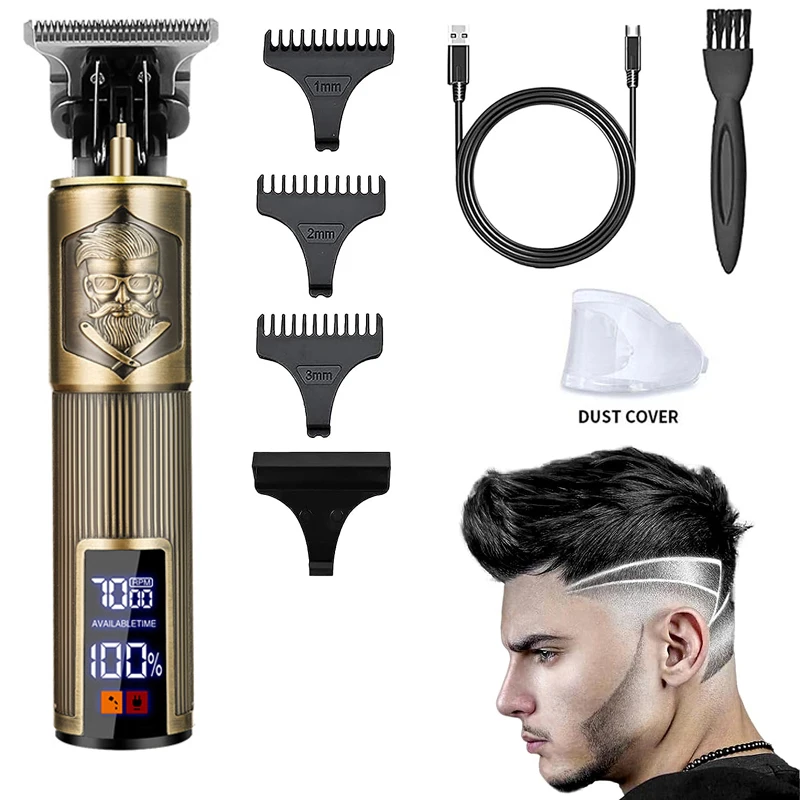 T9 Electric Hairdresser Oil Shaving Head Electric Pusher Carving Electric Pusher Cutting Hair Precision Clipper for Men Care