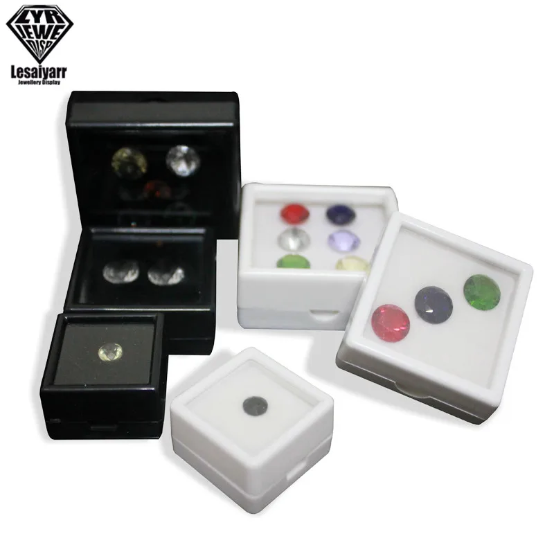 

Wholesale Gemstones Collection Box Loose Diamond Jewelry Display Case Holder Gem Show Storage Container Box Plastic White Black