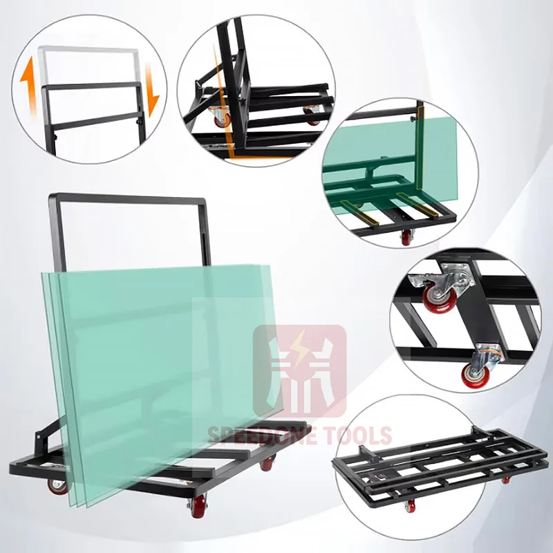 Heavy Duty Folding 2200 Lbs Capacity Hand Push Drywall Dolly As Material Transportation Vehicle