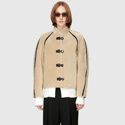 LOW CLASSI* 2023 Autumn/Winter New Women's Coat with Two Sides Wearing Thickened Pellet Fleece Casual Fashion Warm Leather Coat