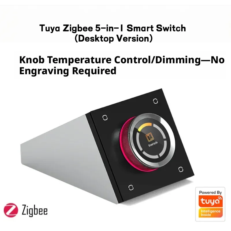 

Tuya Zigbee 5 In 1 Multi Functional Smart Switch Desktop Versioncontrollable/Scene/Dimming/Curtains/Air Conditioning/Switch
