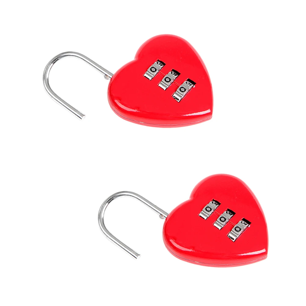 2pcs Heart Shape Code Lock Premium Material Durable Luggage Padlock Combination Password Locks Suitcase Locker Golf
