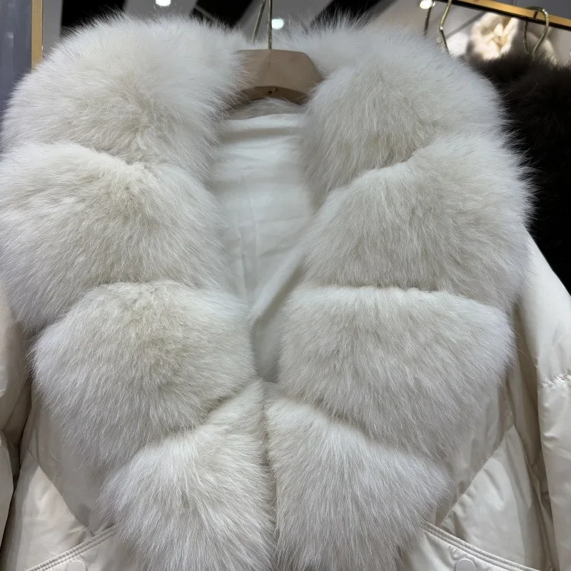 OFTBUY Women's Winter Down Jacket Big Natural Fur Collar Duck Down Jacket Women Short Thick Loose Coat with Fur for Female