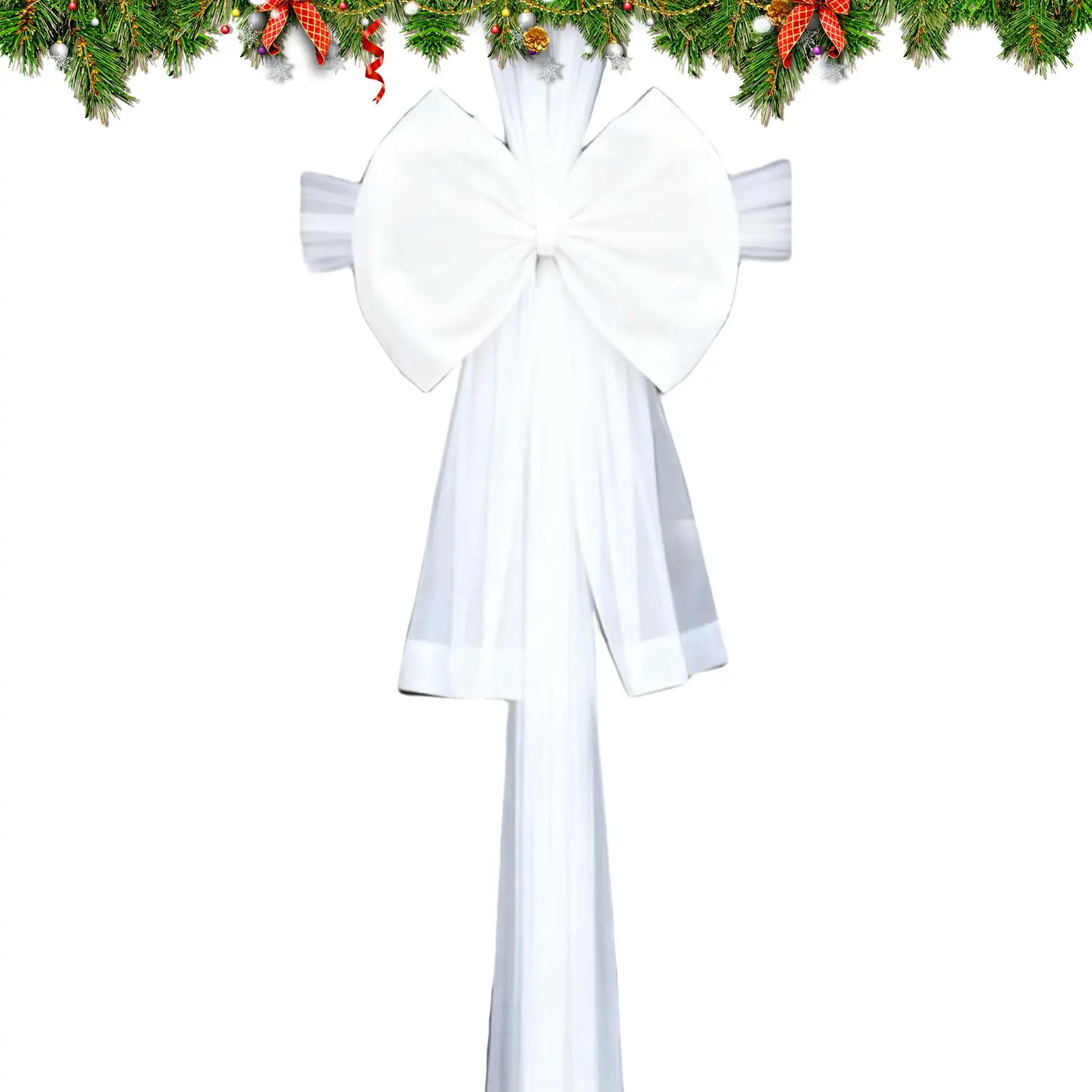 Decoración de lazo grande de Navidad gigante con 6 pines de fijación, lazo de Organza de Navidad, decoración grande para gabinete, ventana, repisa, pared de restaurante