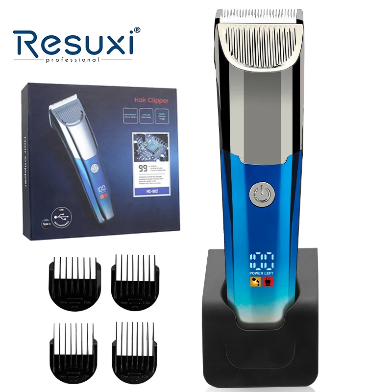 

Resuxi HC-882 Беспроводной электрический триммер для стрижки волос Мужской триммер для бороды USB-C перезаряжаемый с лезвием из нержавеющей стали