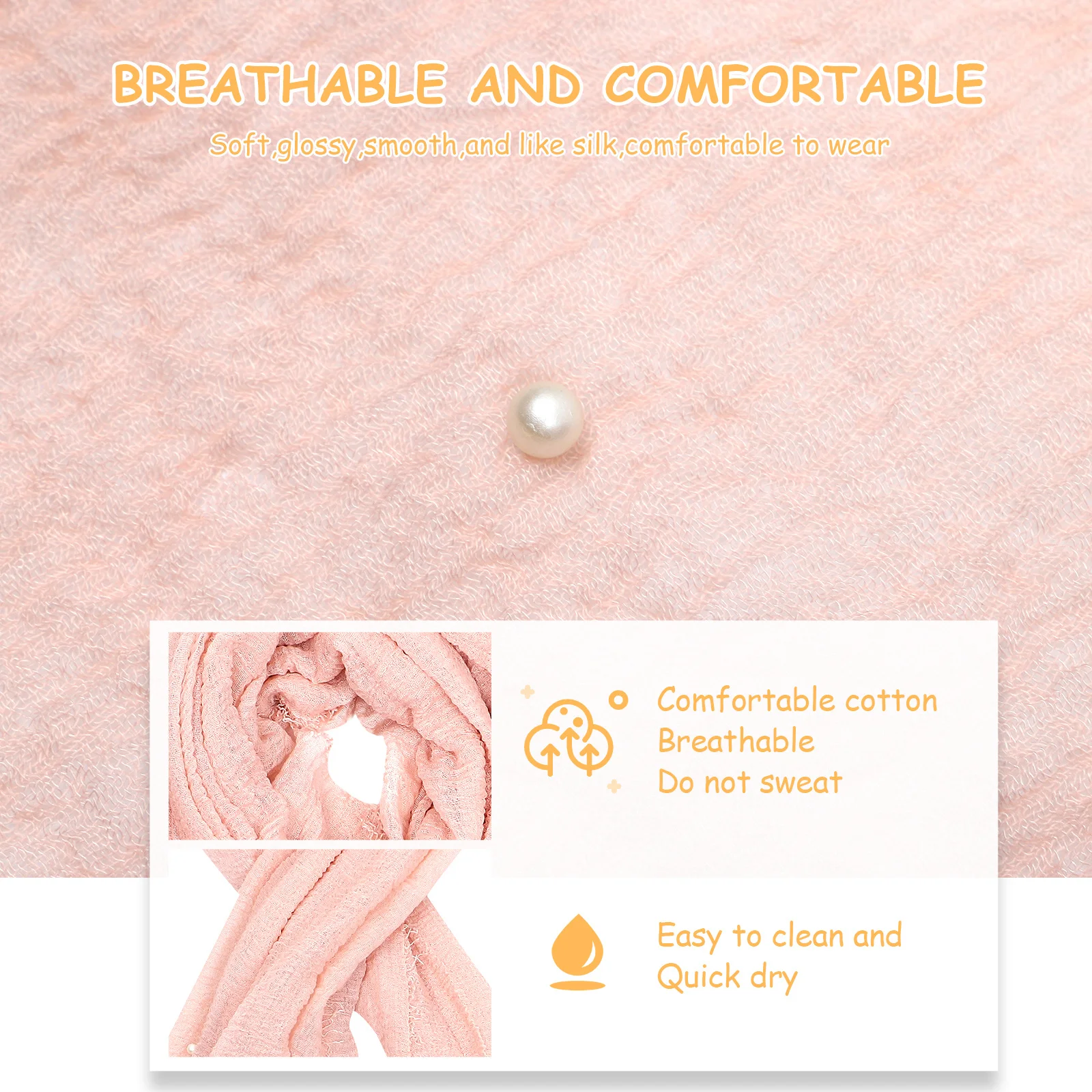 

Pearl Headscarf Shawl Women Cotton Pink Printed Comfortable Multi-purpose Outdoor Girl Wrap Scarves Accessories Soft Durability