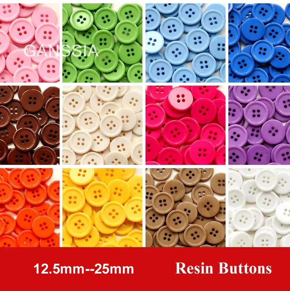 50pcs/lot size:12.5mm-25mm Candy Colors Quality Resin Buttons for Craft 4 Holes Bulk Buttons for Garments (SS-2674)