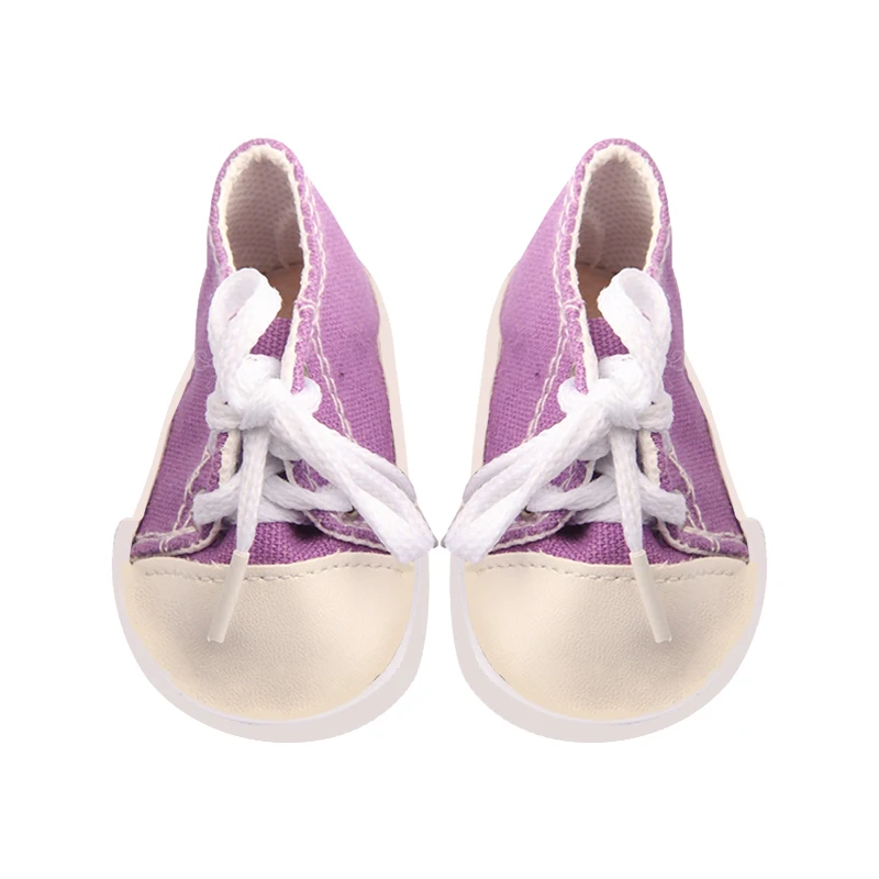 18\'\' Doll Accessories Fashion Doll Shoes Socks For 43 Cm Baby New Born Doll s White Pink Sneakers Lace-Up Canvas Mini Shoes