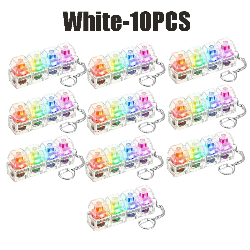 1-10PCS Toetsenbord Fidget Speelgoed LED Crystal Keycap Sleutelhanger Stress Relief Vingertop Gadget Decompressie Speelgoed Clicker Fidget Speelgoed