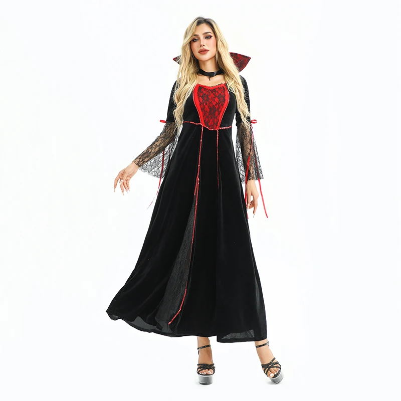 القوطية Sle Death God loween زي المرأة الدكتور ملهى ليلي الملكة k Sle رداء طويل الساحرة الزي الكبار الحجم