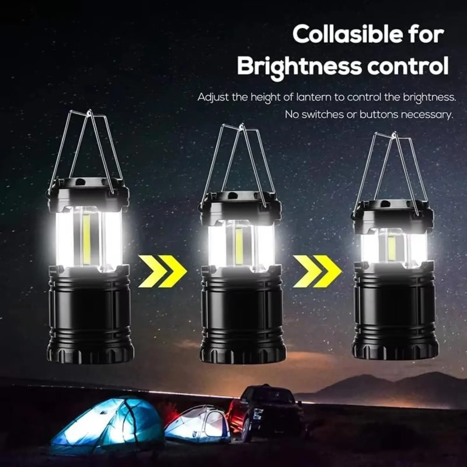 1/2PCS Lantern Camping Essential Light LED Flashlight Suitable for Power Outage Tent Light Battery Powered Fixture