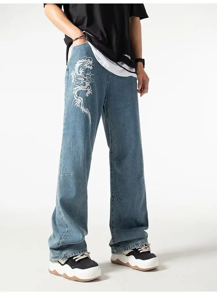 2024 ropa y2k streetwear drachens tickerei sommer neue jeans hose für männer kleidung gerade luxus denim hose pantalon homme – Detail 7