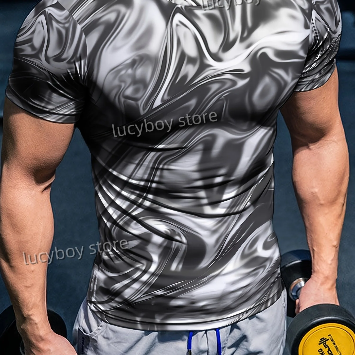 

Summer Mens Strength TraininT Shirt 3D Magma Printing Sports Gym Short Sleeve Tees Quick Drying Running Men Oversized Clothing