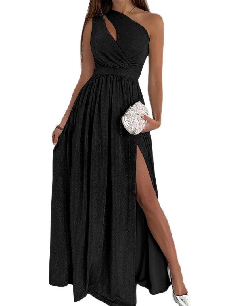 2025 Hot Sale Shoulderless Sleeveless Sparkling Sexy Hollow Slit Long Dress Women Dress - Image 5