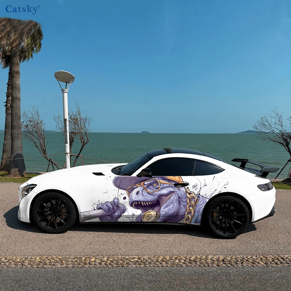 Tyrannosaurus Rex Singing Car Vinyl Wraps Decal Self-adhesive PVC Sticker Suitable for Trucks SUV Decor Auto Accessories Gift