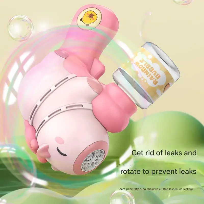 ماكينة فقاعات كابيبالا منفاخ الصابون الأوتوماتيكي مسدس فقاعات كهربائي مع ضوء مسدس فقاعات أوتوماتيكي بالكامل لعبة خارجية 2025