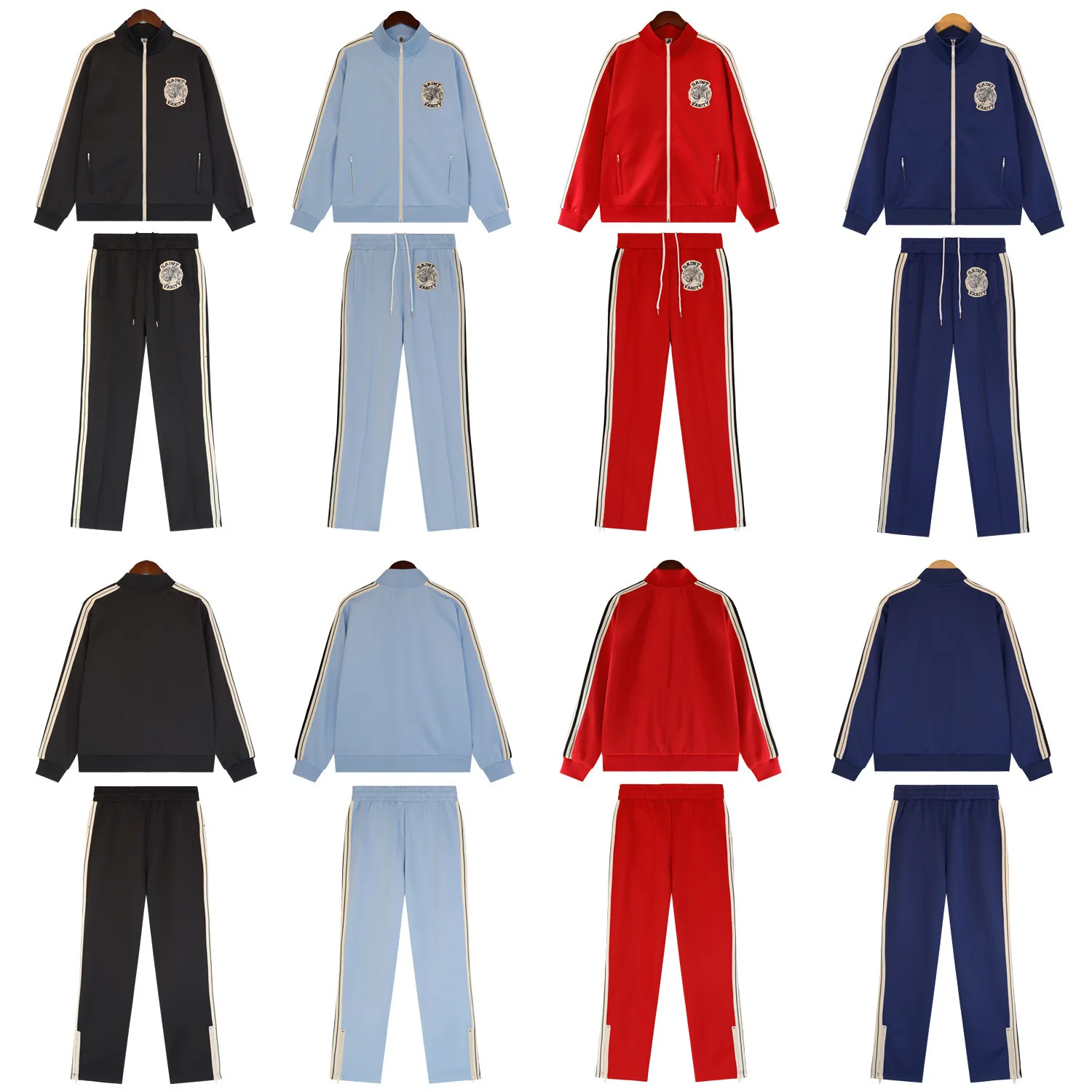 

Spring Autumn New Stand Collar Trendy Sports Jacket And Pants Two Piece Set Men Fashionable Cross Border Open Cardigan Long Slee