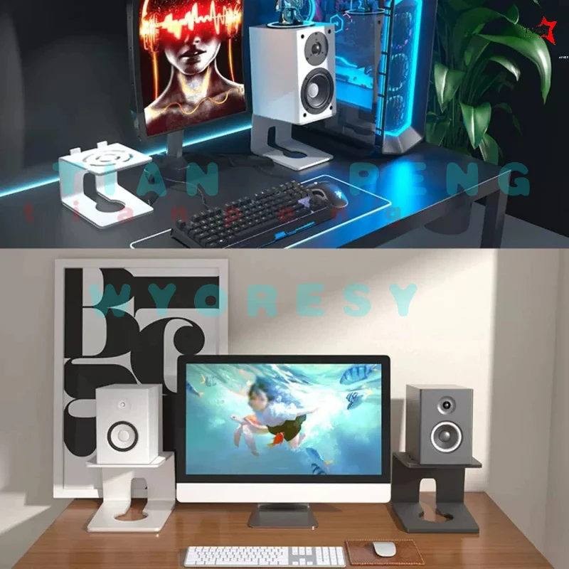 Solid desktop rack for Edifier S2000MKIII/Swans M200MK3+/Yamaha HS7 reserves airflow channel and saves desktop placing room
