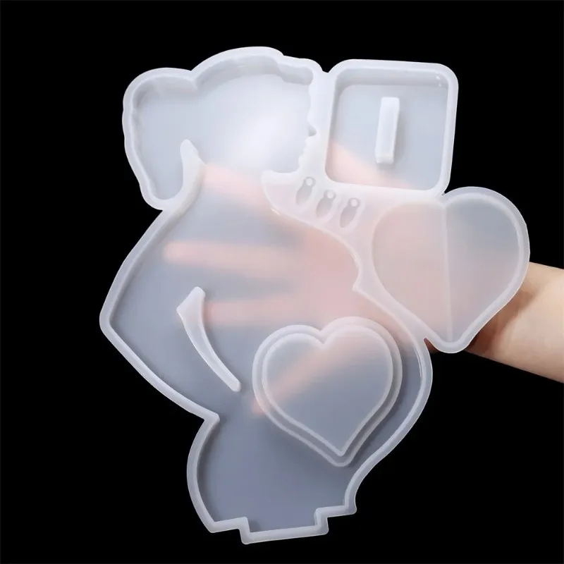 baby memorial photo frame silicone molds heart shaped pregnant mom epoxy resin mould for diy epoxy resin crafts home decoration