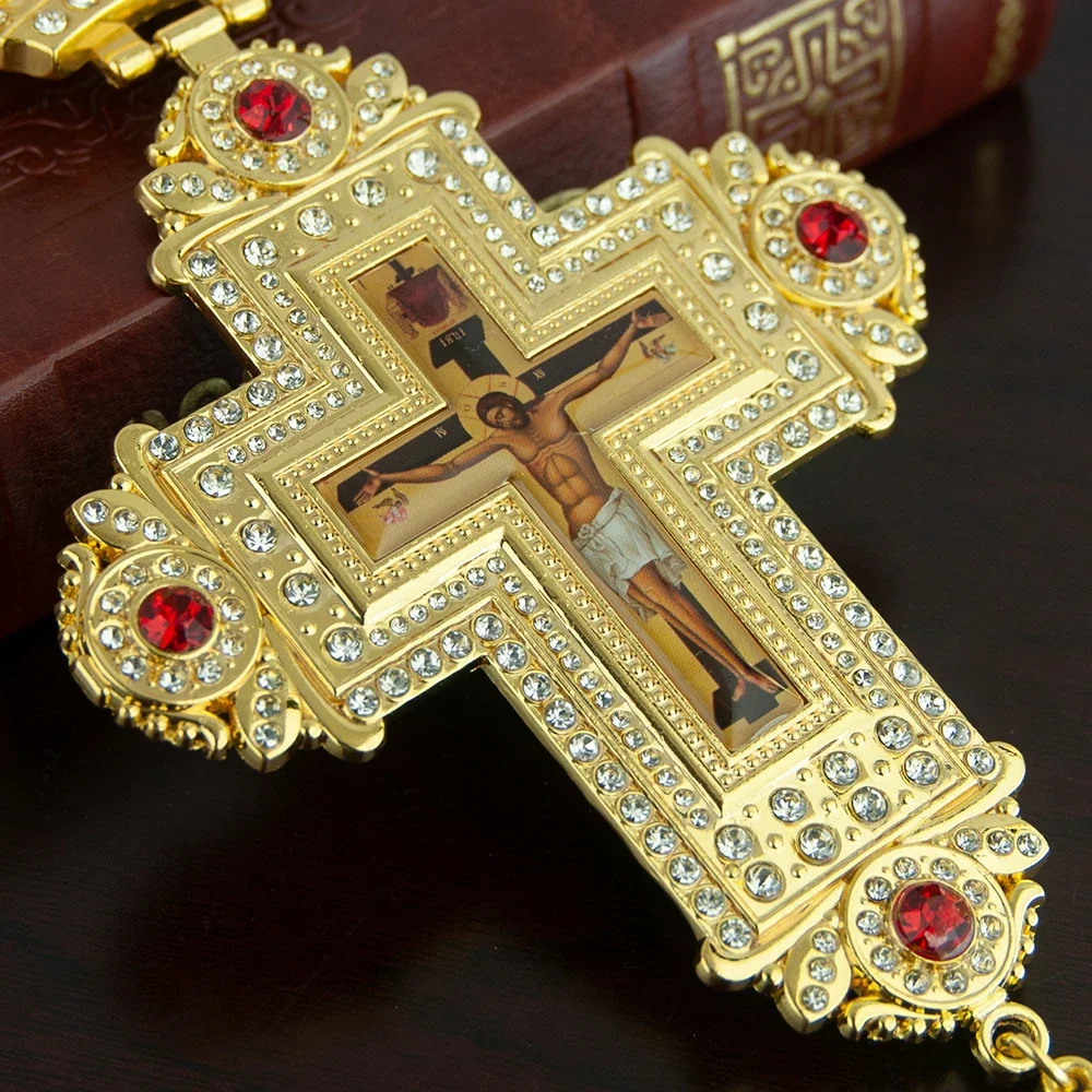 Exquisite Greek Orthodox Church Bishop\'s Pectoral Cross Necklace for Priest Ordination