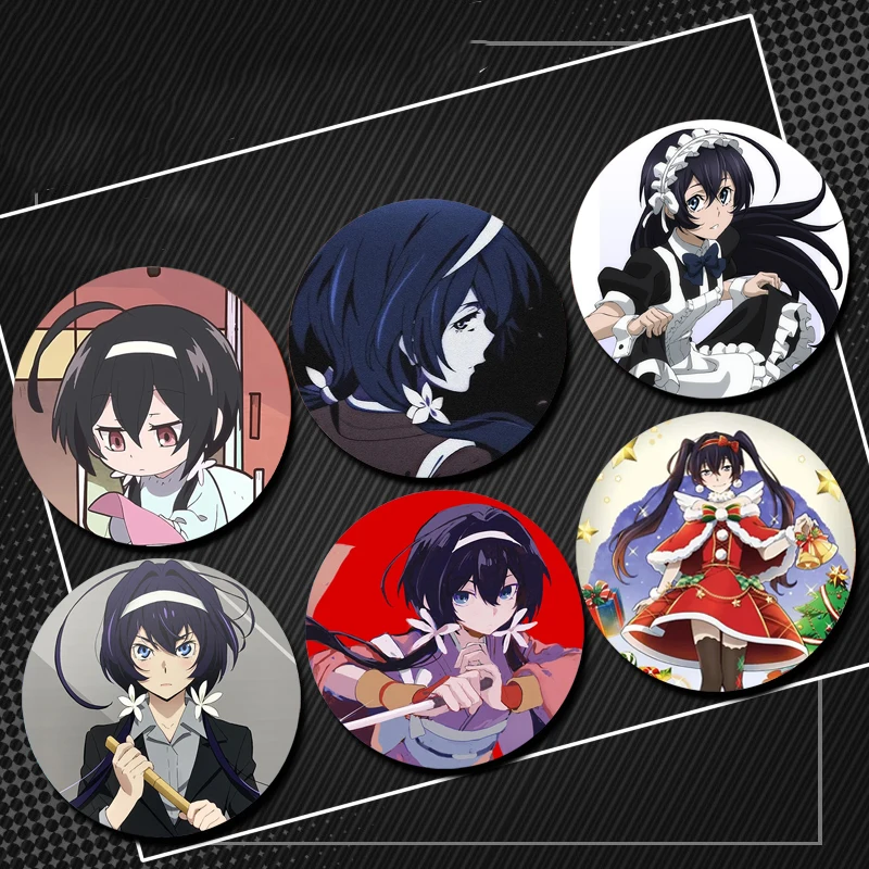 Anime Character Izumi Kyouka Badge Cute Girl Lapel Pins 58mm Round Brooch for Backpack Clothes Accessories Fan Jewelry Gifts