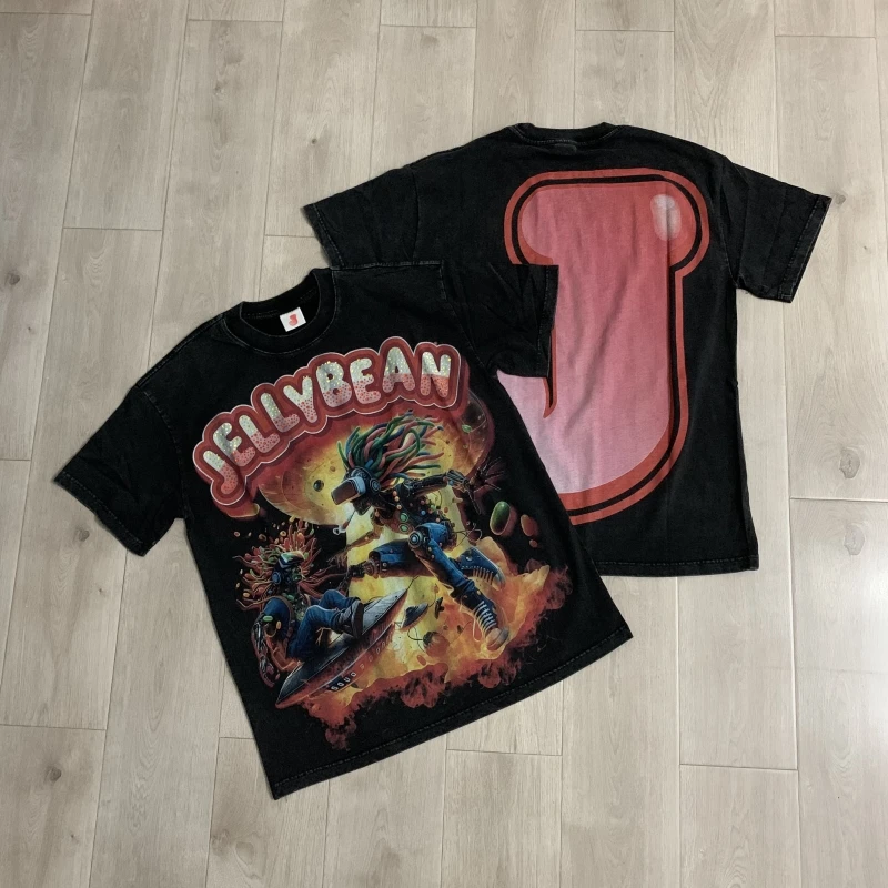 Best Quality Jellybean Cotton Short Sleeve Tshirts for Men and Women Crew Neck Loose Summer T-shirt Oversized Tees
