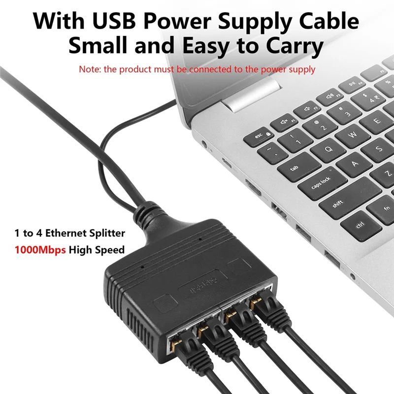 1 To 4 Gigabit Ethernet Splitter RJ45 Splitter Network Cable Splitter 1000Mbps High Speed LAN Network Splitter Female Durable