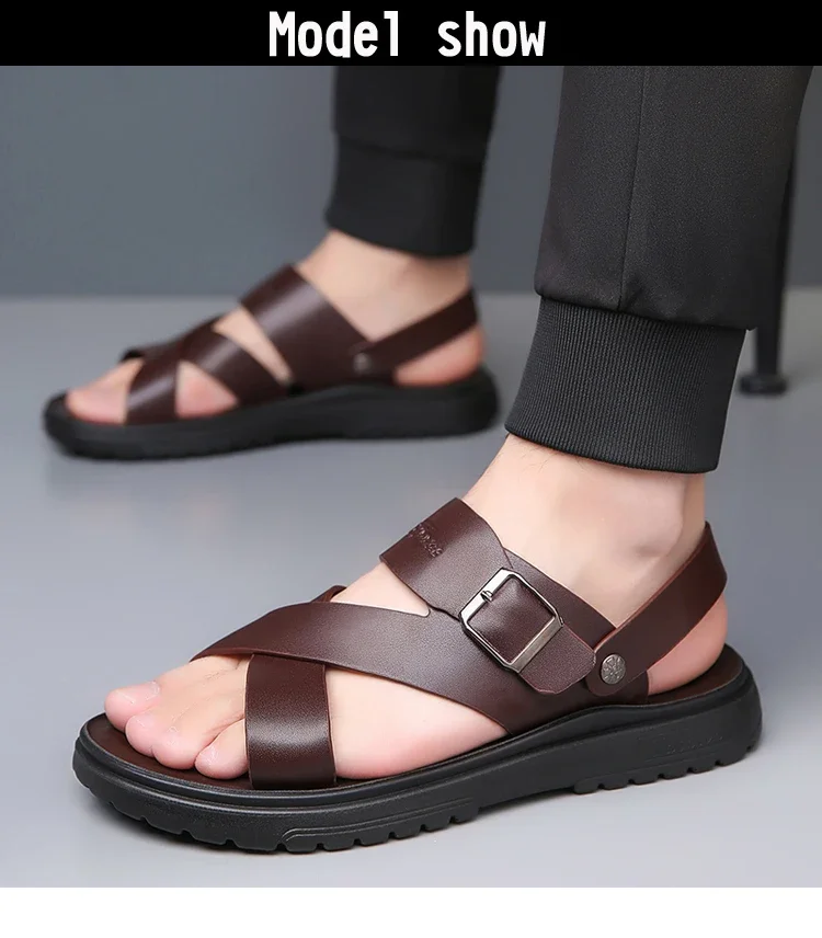 Herren Sommer-Freizeitsandalen zum Hineinschlüpfen – Bequeme, rutschfeste, strapazierfähige, weichsohlige, atmungsaktive Strandschuhe – 2380 – Detail 3