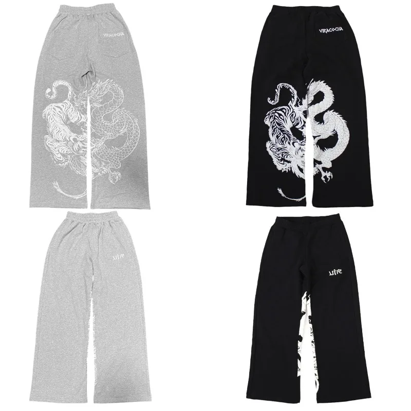 

Grey Baggy Joggers Y2K Retro Challenger Foam Printed Casual Sweatpants Fashionable High Street Unisex Harajuku Mid Waist Pants