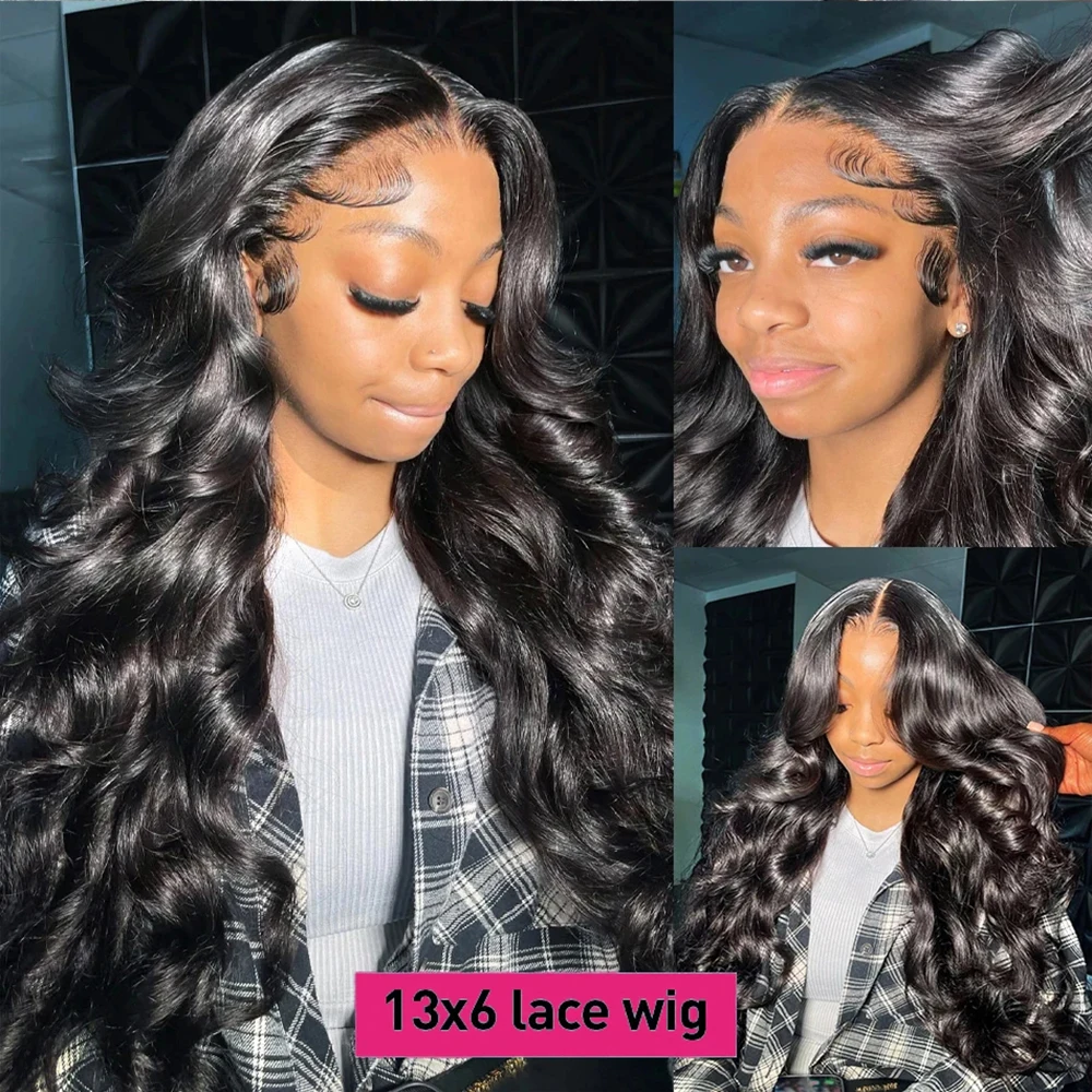 250 Density Human Hair Wigs HD Lace Wig 13x6 Human Hair Body Wave 13X4 Lace Frontal Wigs Preplucked 30 34 Inches Glueless Wig