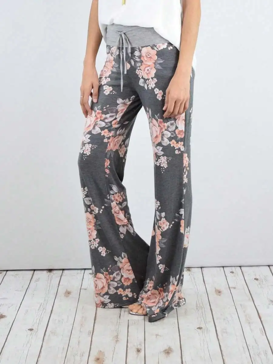 

Boho Retro Floral Drawstring Wide Leg Lounge Pants