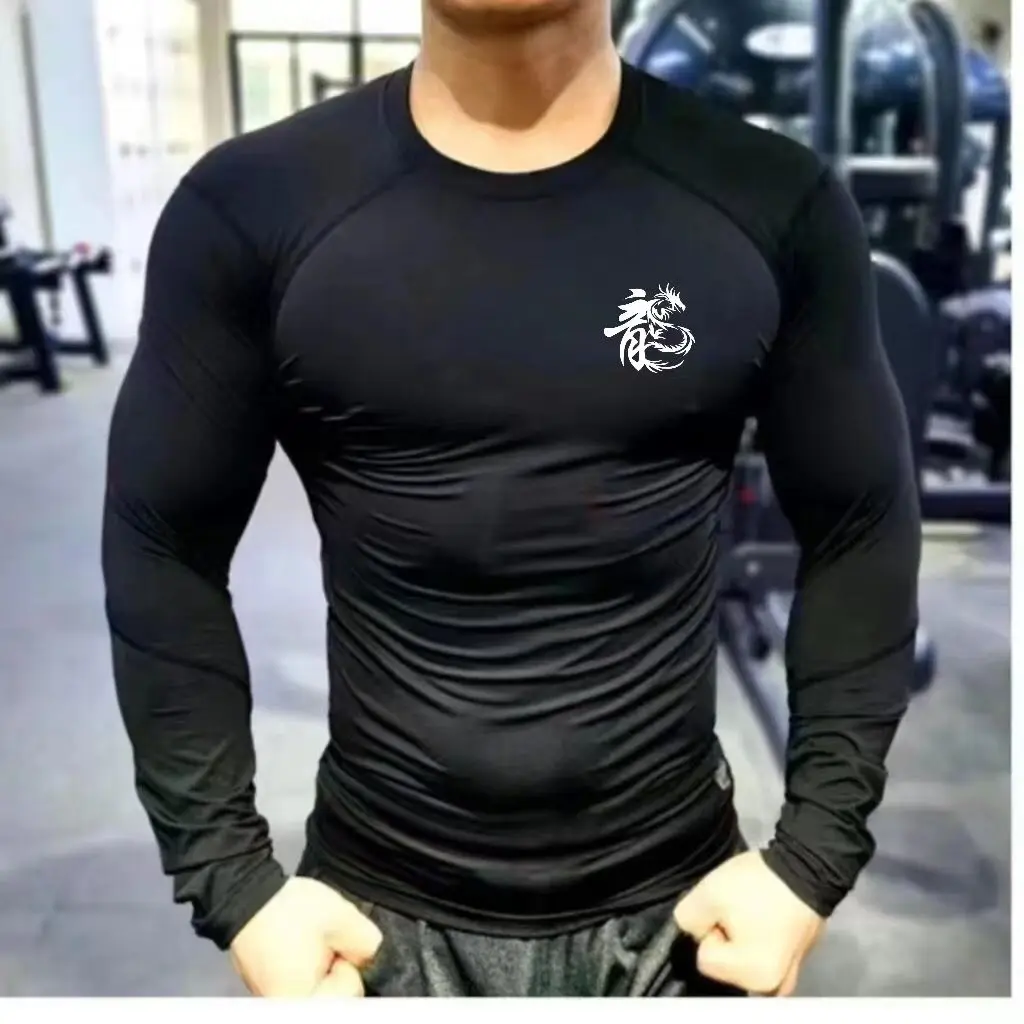 

New Longtu Sports Tights Men's Summer Elastic Short-sleeved Fitness Clothes Quick-drying Clothes Casual Long Sleeves