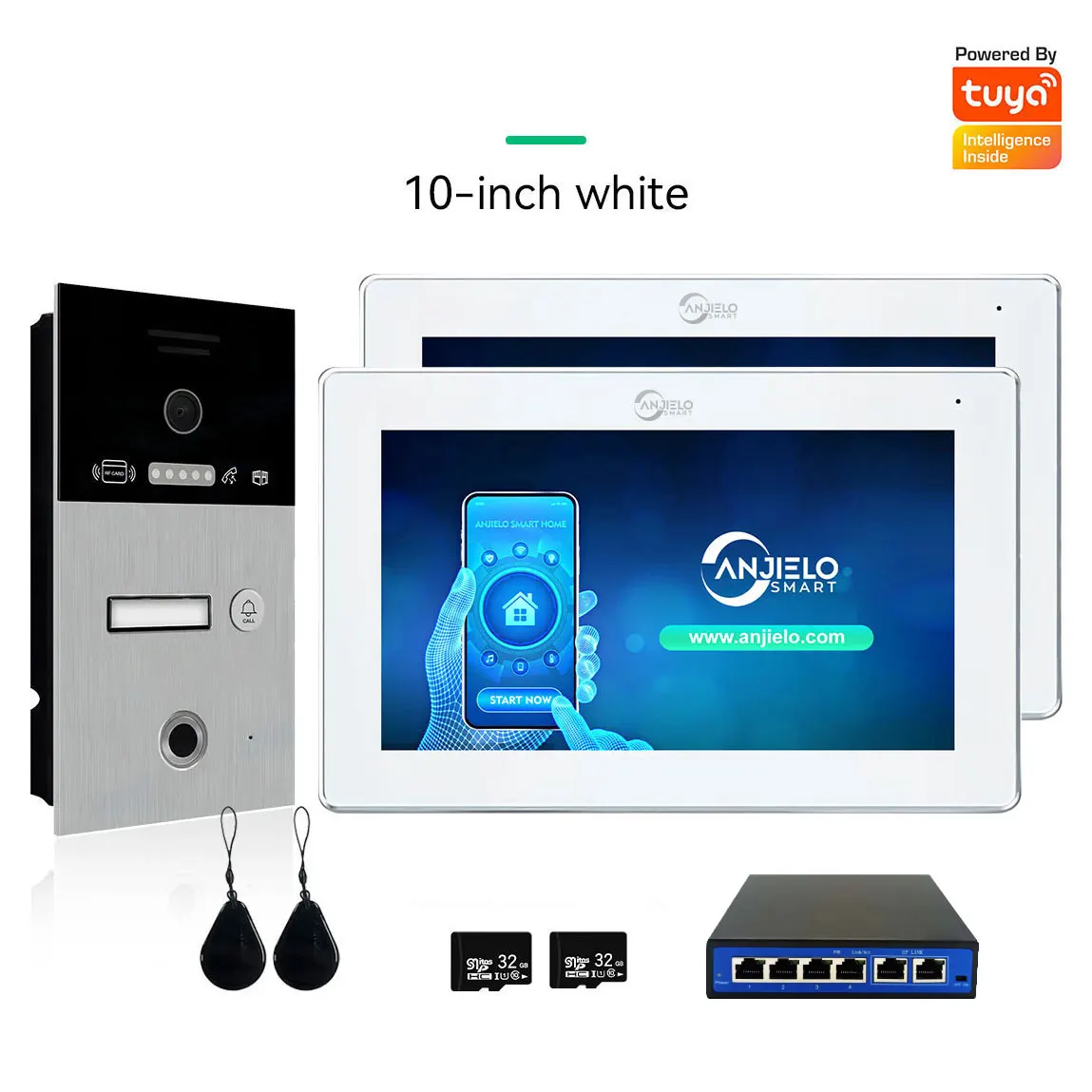 2MP Full Touch Screen IP Intercom System Metal Video Doorbell Cat5/6 Connect