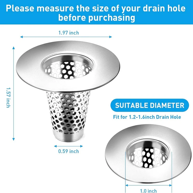 4 STKS Badkamer Gootsteen Afvoer Theepot Voor 1.2-1.6 Inch Afvoergat, 1 Inch Kleine Conische Rvs Bad Afvoer Cover Duurzaam