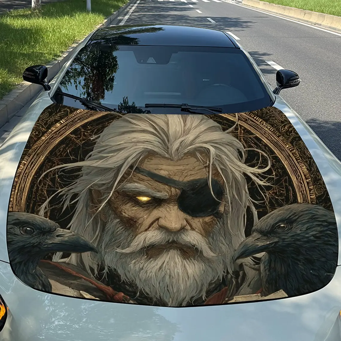 

Белые волосы наклейки на крышку двигателя автомобиля для пожилых людей, красочные виниловые декоративные наклейки, высококачественный клей, модный дизайн, D