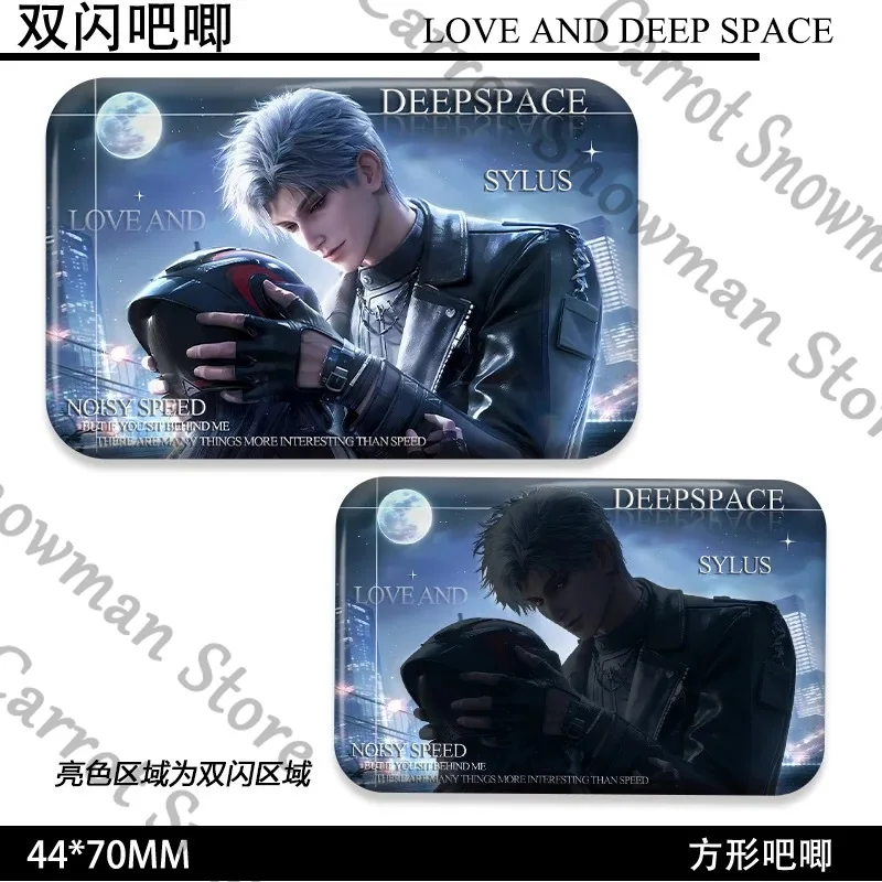 Значок Силуса «Любовь и глубокое пространство», аниме, проволочный рисунок, отражающий свет, брошь, жесть, квадратный эмблема, медаль, мультяшный подарок для косплея