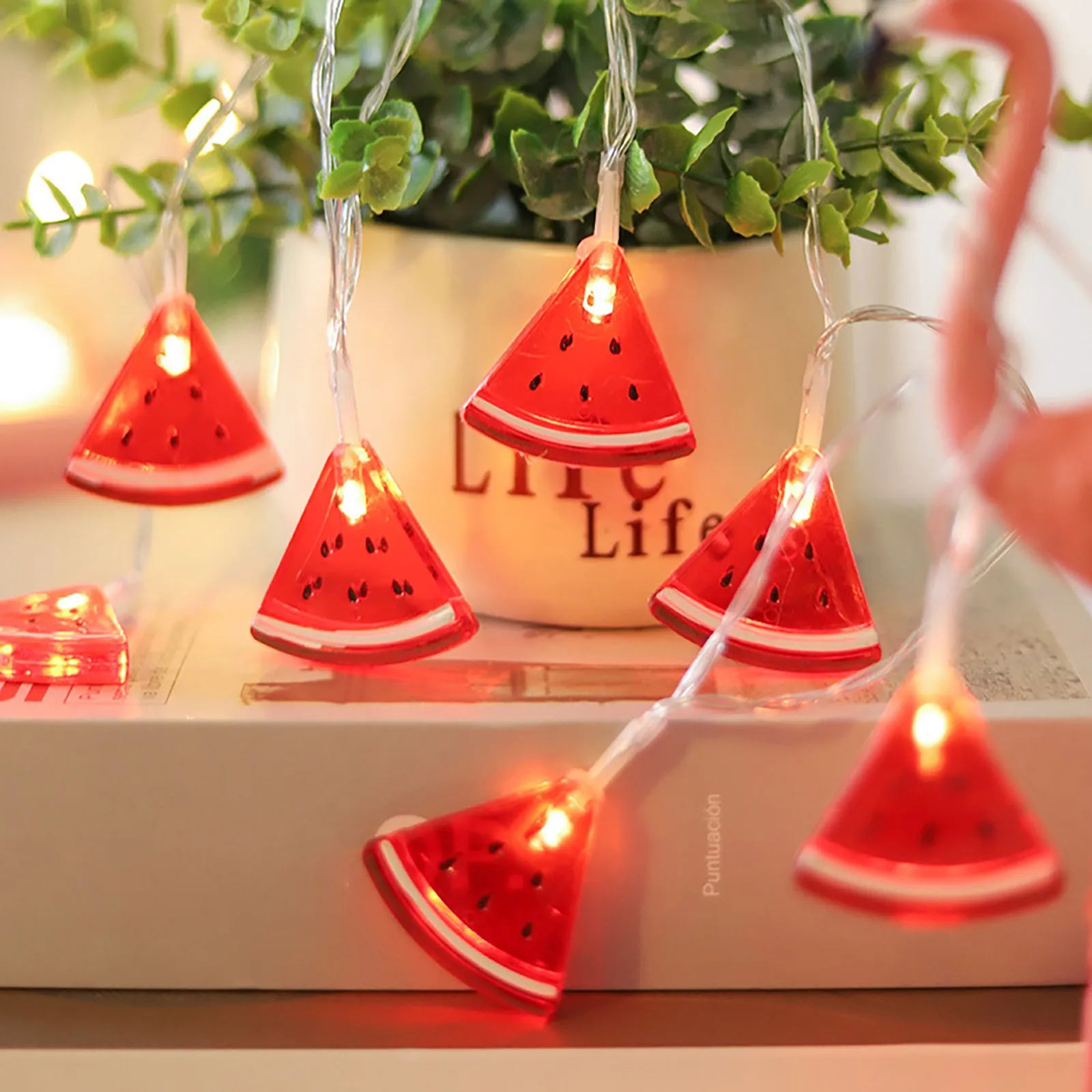 Party Rome Decoration Watermelon String Lights Indoor Party Atmosphere Christmas Battery USB Fairy Lights Curtains 2025 New Year