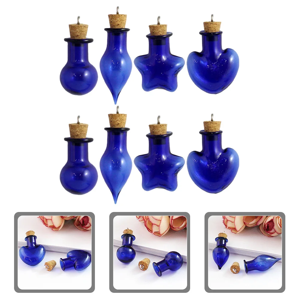 

8Pcs Mini Wish Bottles Glass Bottle Charms Colorful Cork Stopper Romantic Wedding Party Small Storage Jars DIY