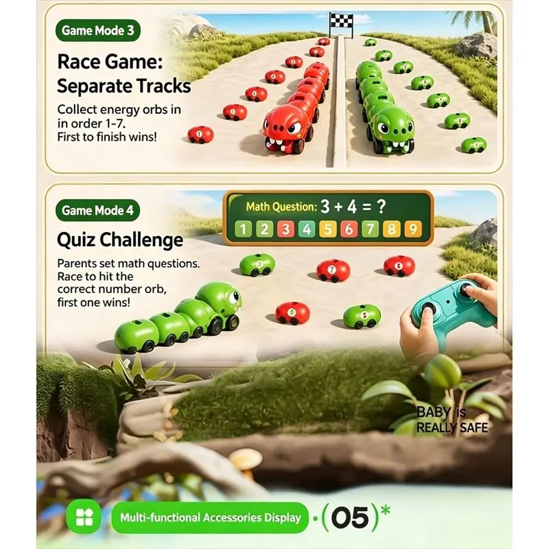 FBIL-Greedy Snake Remote-Controlled Magnetic-Electric Dinosaur Eater Interactive Double-Person Battle Car Green