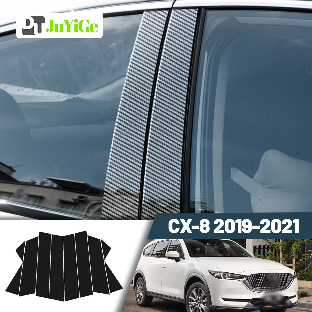 

Glossy Black Carbon Fiber Window Door Deal B C Pillar Post Cover Sticker For Mazda CX-8 CX8 2019-2021 2020