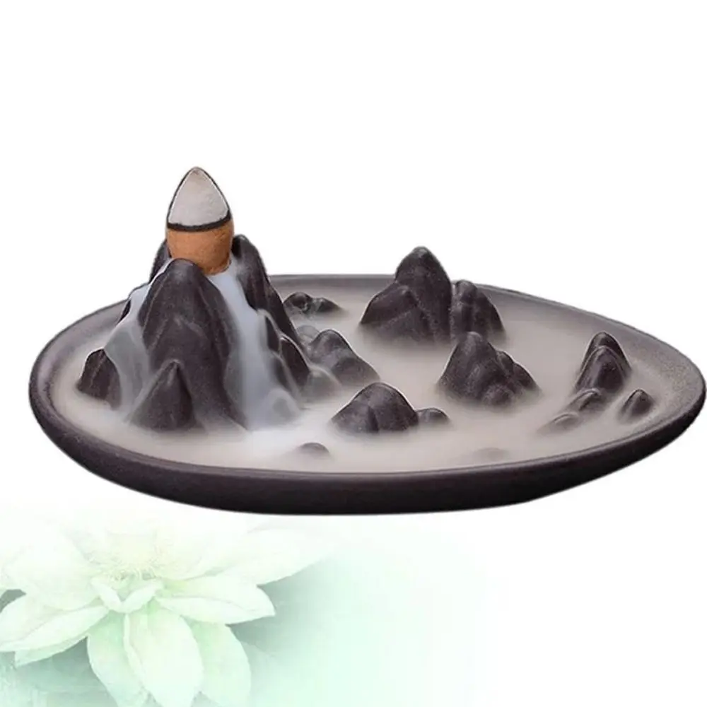 Ceramic Backflow Waterfall Incense Tray Handmade Retro Backflow Aroma Diffuser Zen-like Backflow Incense Stick Holder