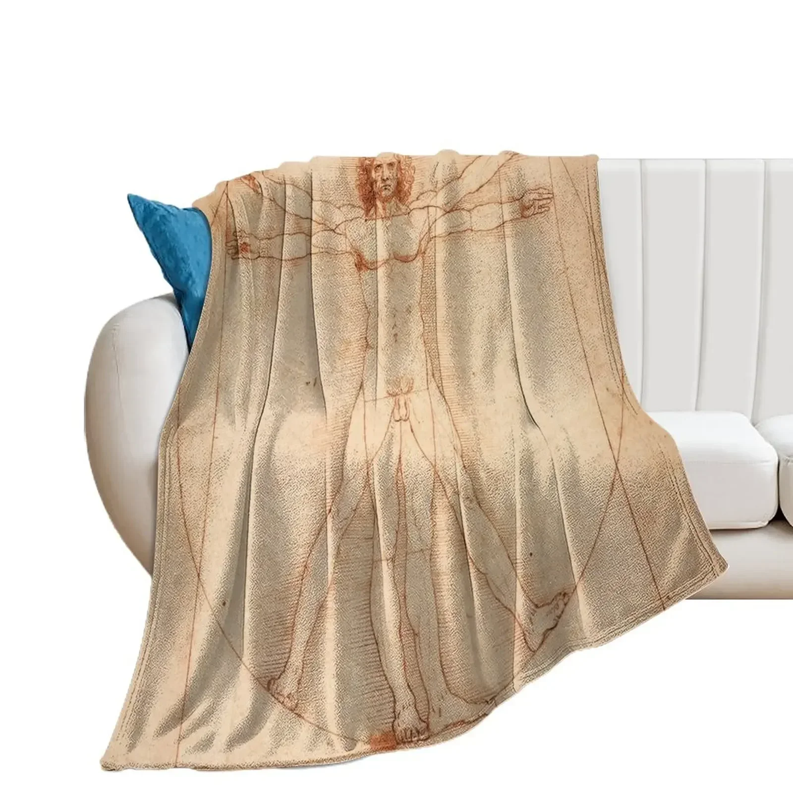 Vitruvian Man by Leonardo Da Vinci (1490) Throw Blanket Blankets For Bed Decorative Sofas Luxury St Blankets