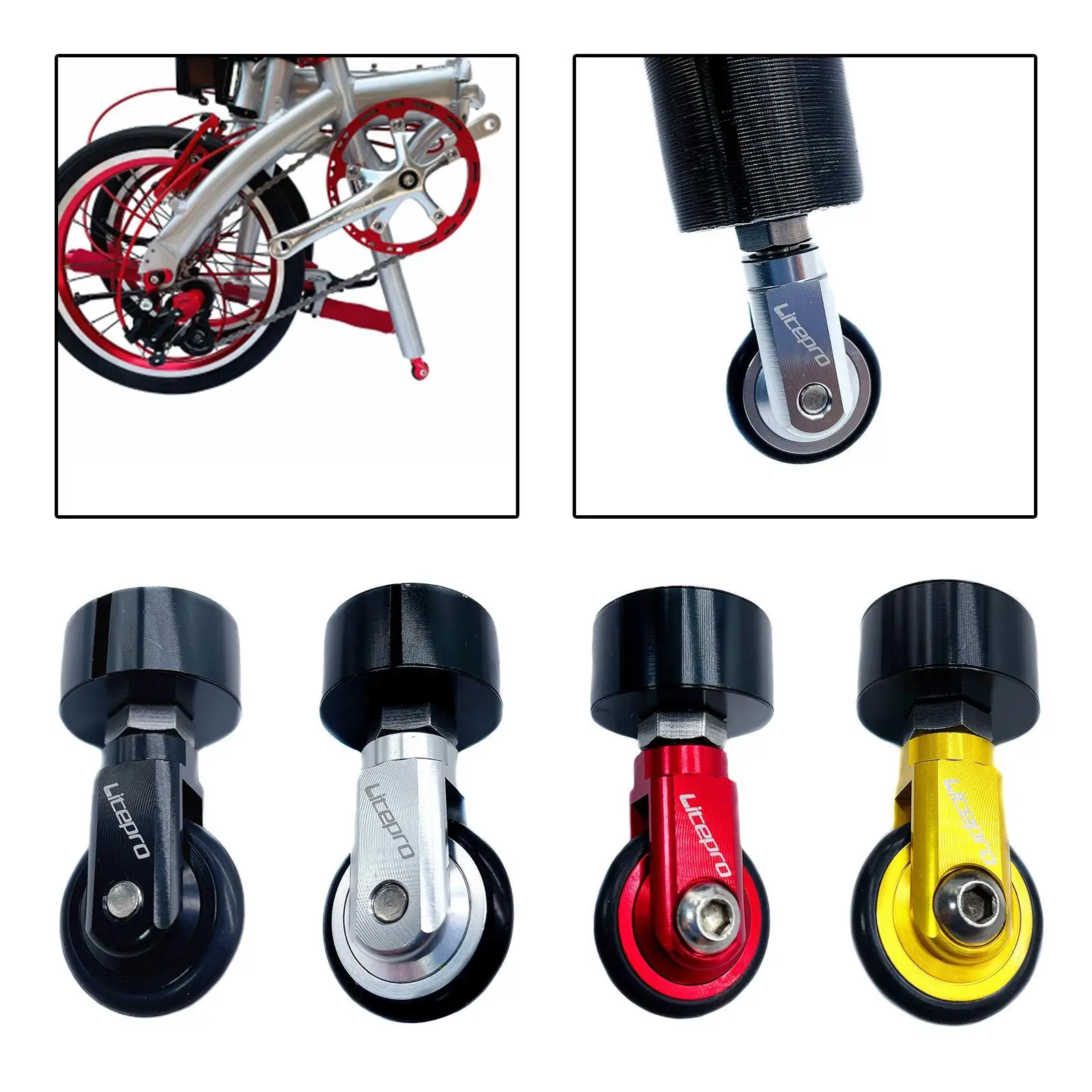 Folding Bike Easy Wheel 33.9mm Seatpost Roller Transport Travel Accessories