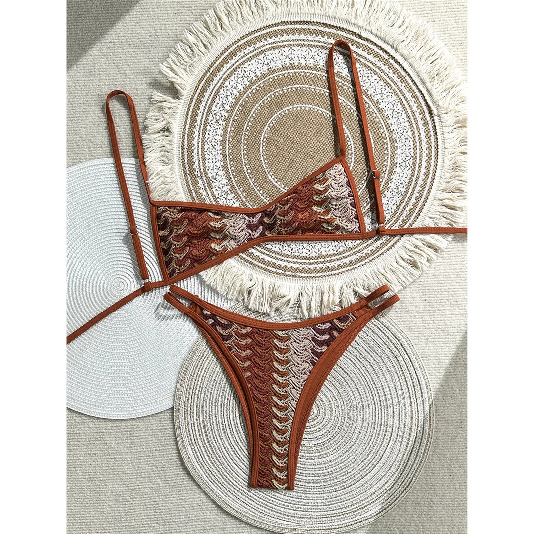 2026 Neuer Sexy Bedruckter Bikini mit Hohem Beinausschnitt Damen-Badeanzug Zweiteiliger Bikini-Set Badebekleidung Badeanzug V8030 – Detail 10