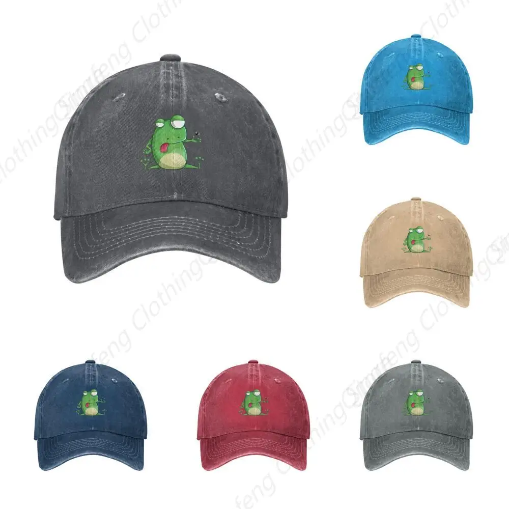 

Cute and Funny Cartoon Frog Baseball Cap for Men Women Adjustable Vintage Washed Cotton Dad Hat Deep Heather