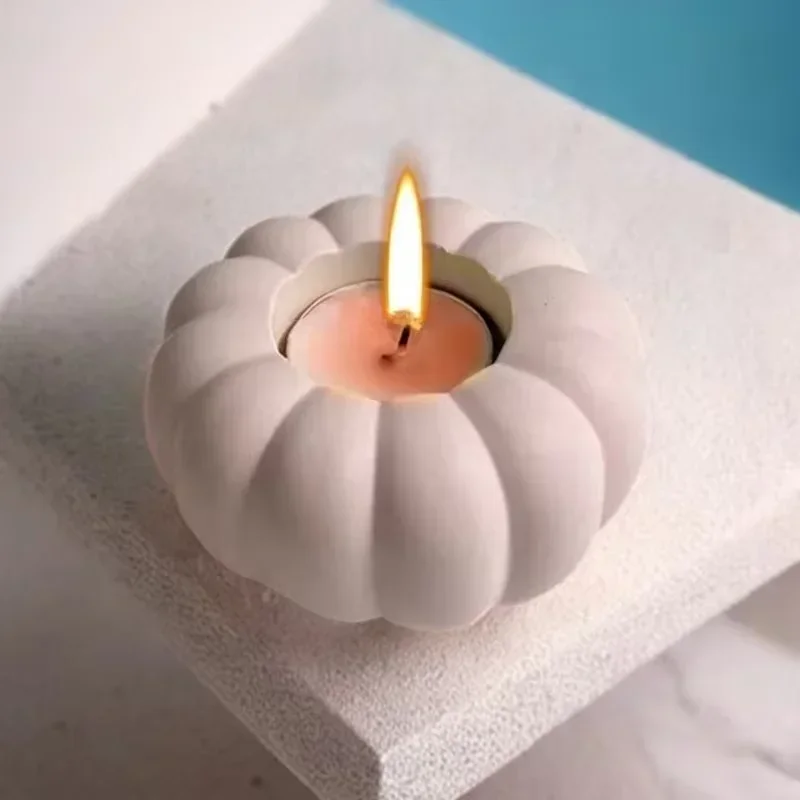 1pc Creative Pumpkin Candle Holder Silicone Mold DIY Halloween Ornament Candlestick Plaster & Epoxy Resin Casting Craft Making