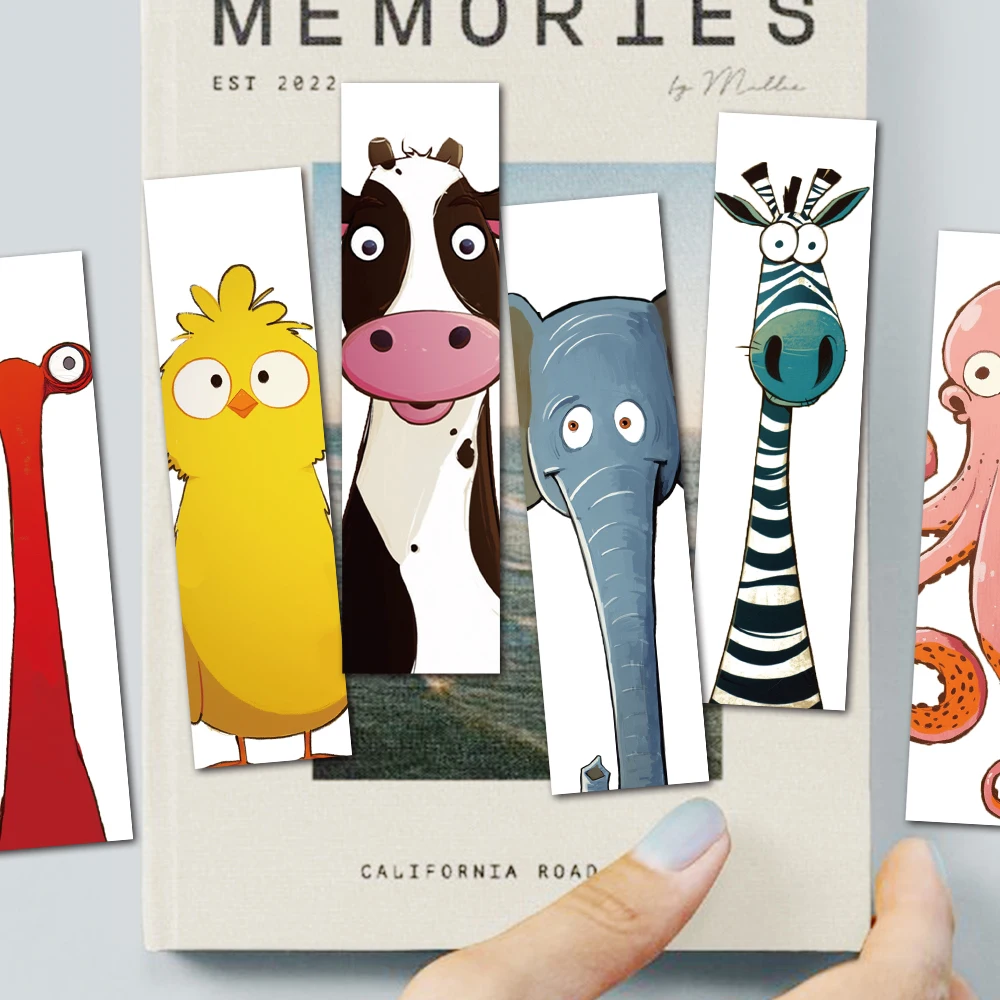 30PCS Funny Animal Bookmarks Cartoon Cat Book Reading Page Maker Cards Decoration Creative Gifts Student Stationery Supplies