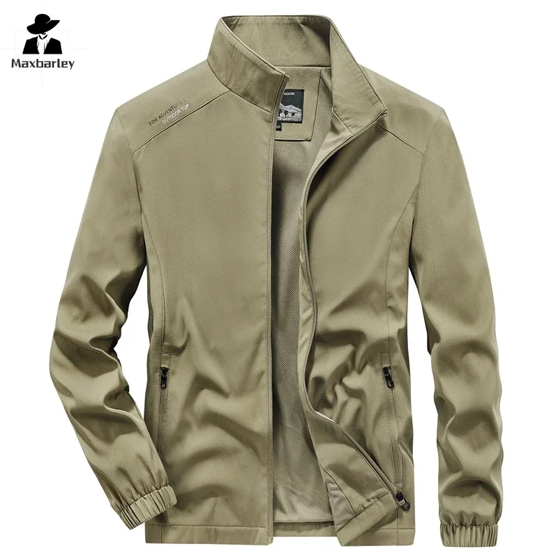 Men's Spring Autumn Lightweight Varsity Jacket Windbreaker Cargo Jacket Windproof Gym Sport Hiking Fishing Camping Coat Outwear