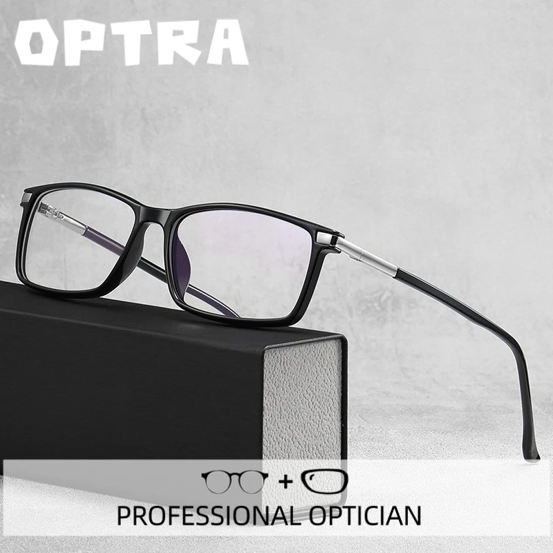 optra-ビジネスに適したスクエア老眼鏡抗ブルーレイ近視フォトクロミック眼鏡カスタム処方光学眼鏡