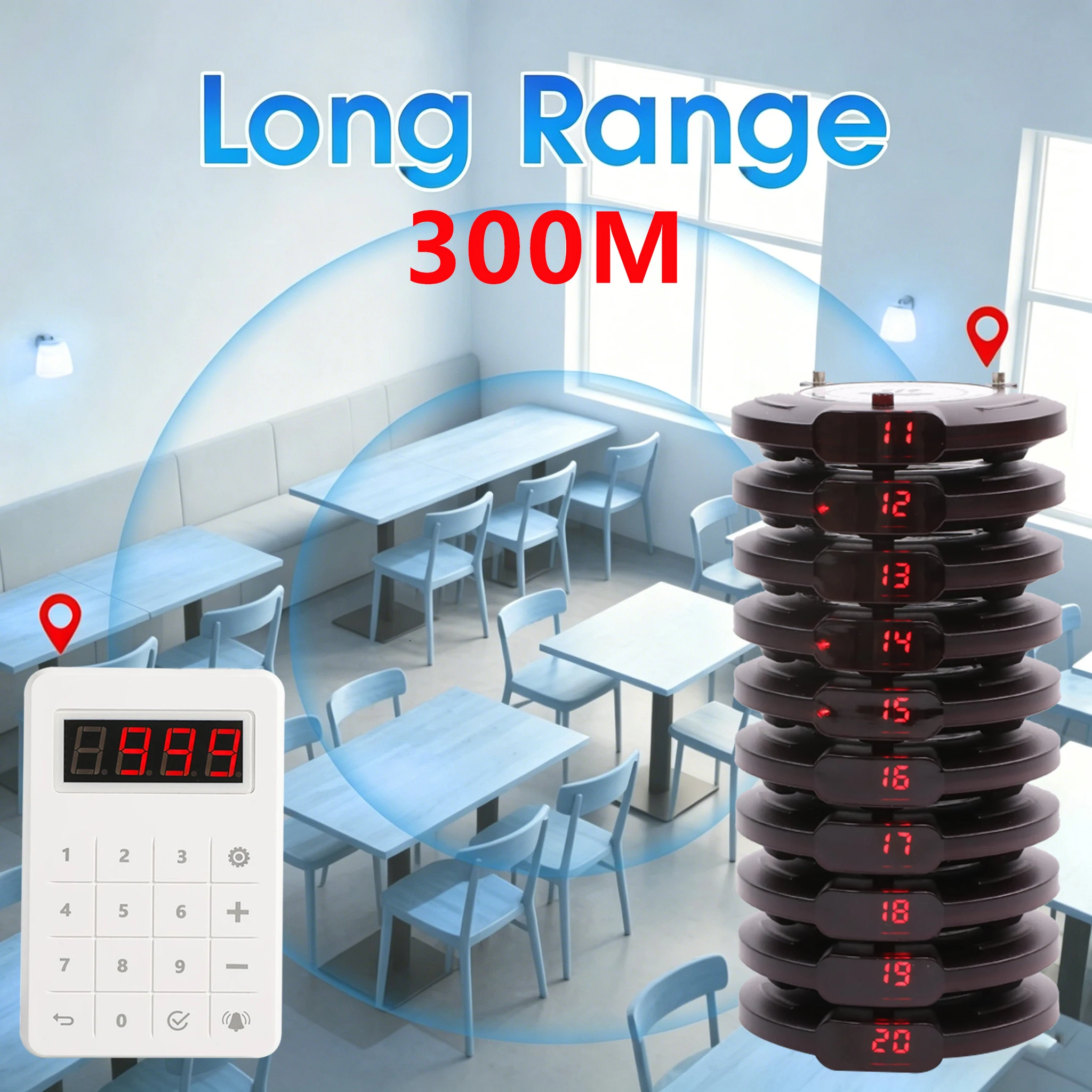 Wireless Restaurant Pager System Food Pager Calling System For Food Truck Cafe Shop Bar Waterproof Buzzers Free Logo Service